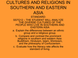 CULTURES AND RELIGIONS IN SOUTHERN AND …