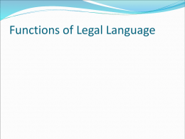 Legal Language as a Language for Special Purposes