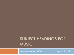 Subject Headings for Music