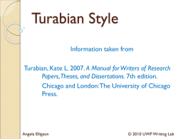 Turabian Style - University of West Florida