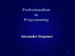Professionalism in Programming