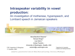 PowerPoint Presentation - Intraspeaker variability in