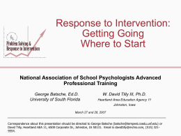 Response to Intervention Advanced Professional Training