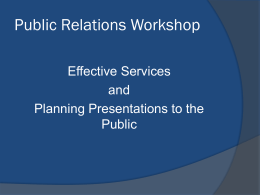 Public Relations Workshop - Florida Florida Service
