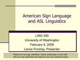 American Sign Language - University of Washington