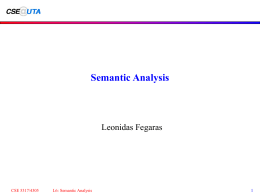 Semantic Analysis - Leonidas Fegaras