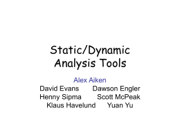 Static/Dynamic Analysis - Computer Science Laboratory