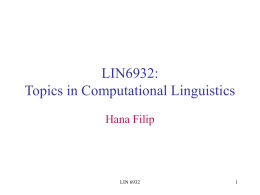 CMSC 723: Introduction to Computational Linguistics