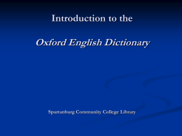 Introduction to the Oxford English Dictionary a