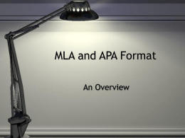 MLA and APA Format - East Lycoming School District