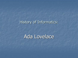 Ada Lovelace - Institute for Computing and Information