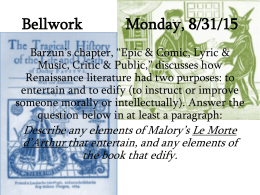 Bellwork Monday, 8/25/14
