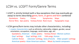 LCSH vs. LCGFT Form/Genre Terms
