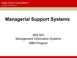 MIS 503 - Managerial Support Systems