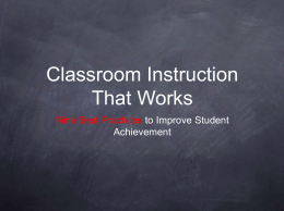 PowerPoint Presentation - Classroom Instruction That …