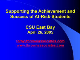 Academic Advising: Supporting the Achievement and …
