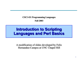 Lecture 6: Introduction to Scripting Languages and Perl …