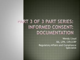 Informed consent: Documentation