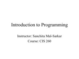 Introduction to Programming - Cleveland State University