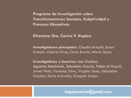 Carina V. Kaplan - Facultad de Ciencias Sociales UNLZ