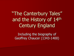 The Canterbury Tales” and the History of 14th Century …