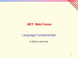 Language Fundamentals - Professor Jerry Post