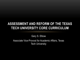 ASSESSMENT AND REFORM OF THE TEXAS TECH …