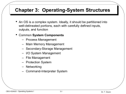 Operating Systems I: Chapter 3