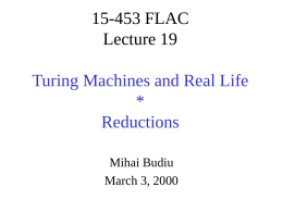 15-453 FLAC Lecture ?? Turing Machines and Real Life