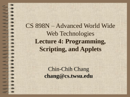 CS 898n - Lecture 4 - Wichita State University