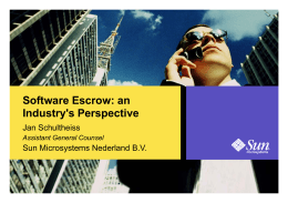 Software Escrow: an Industry's Perspective