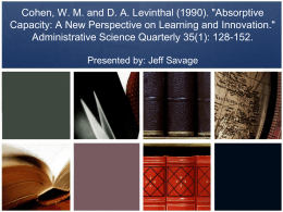 Cohen, W. M. and D. A. Levinthal (1990). 'Absorptive