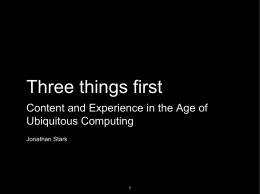 Three things first