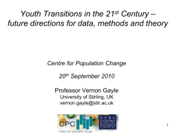 Youth Transitions – Future direction for data, methods and