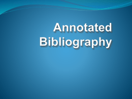 Annotated Bibliography - Nash Community College