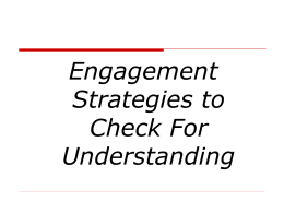 Engagement Strategies to Check for Understanding