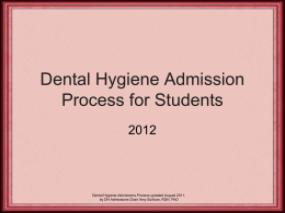 Dental Hygiene Admission Process