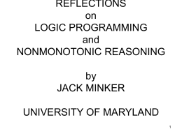 REFLECTIONS on LOGIC PROGRAMMING and …