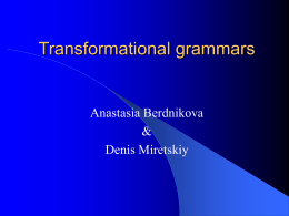 Transformational grammars - Department of Information …