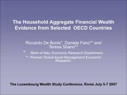 The Household Aggregate Financial Wealth Evidence from