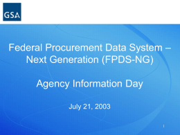 FPDS Agency Information Day