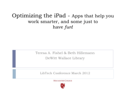 Optimizing the iPad - Apps that help you work smarter, …