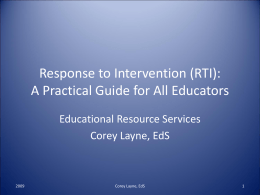 Response to Intervention (RTI): A Practical Guide for All