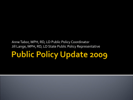 Public Policy Update 2009 - Iowa Academy of Nutrition …