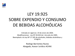 LEY 19.925 SOBRE EXPENDIO Y CONSUMO DE BEBIDAS