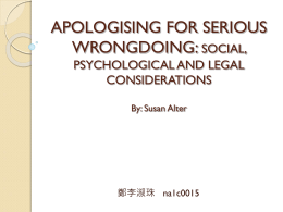 APOLOGISING FOR SERIOUS WRONGDOING: SOCIAL, …