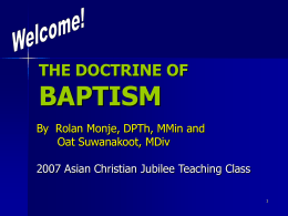 THE DOCTRINE OF BAPTISM
