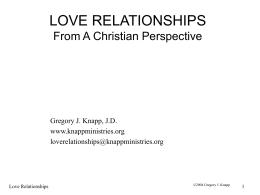 LOVE, SEX & RELATIONSHIPS From A Christian Perspective