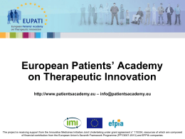 European Patients’ Academy on Therapeutic Innovation