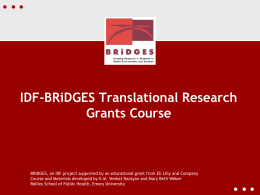 IDF-BRiDGES Translational Research Grants Course